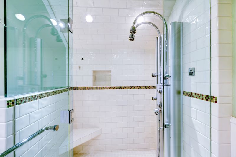 Corner Shower with Modern Tiles